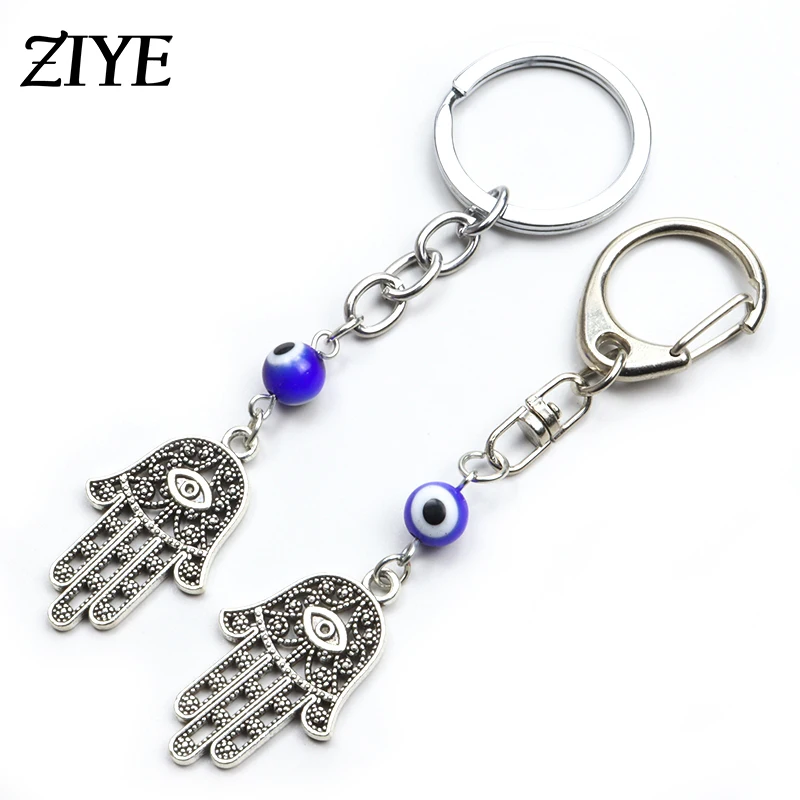 

Vintage Hamsa Hand Keychain Evil Eye Silver Color Pendant Keyring for Men Women Turkish Luck Jewelry Key Chain Trinket Wholesale