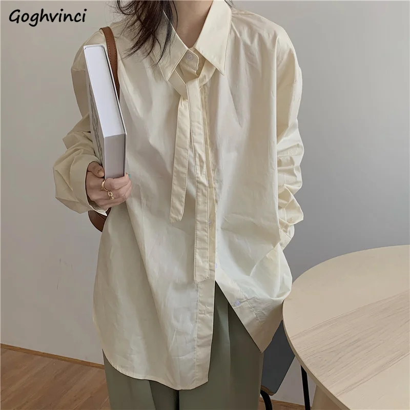 

Shirts Women Spring Street Wear Simple Office Lady Leisure Fashion All-match New Arrival Single Breasted Solid Straight Ins Cosy