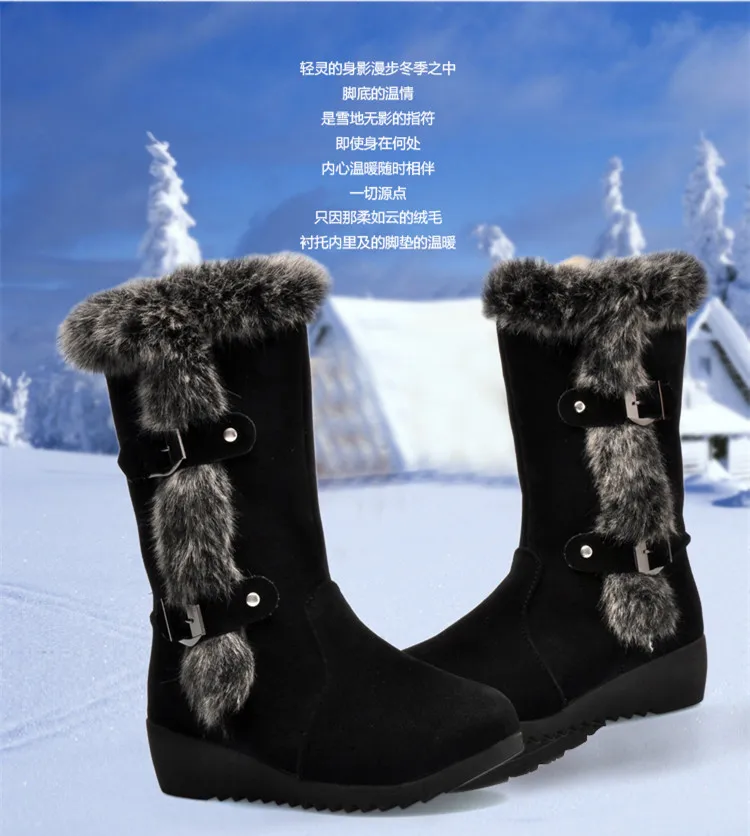 

2020 New Hot Women Boots Autumn Flock Winter Ladies Fashion Snow Boots Shoes Thigh High Suede Mid-Calf Boots big size 35-42