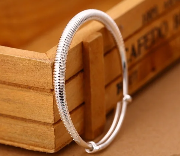 

ANGLANG Elegant Women Silver Colour Cuff Bracelet Adjustable Charm Vintage Bangle Friendship Jewelry Gifts
