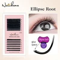 natuhana 815 mix ellipse flat eyelashes extensions matte faux mink lashes individual split tips ellipse shaped makeup tools