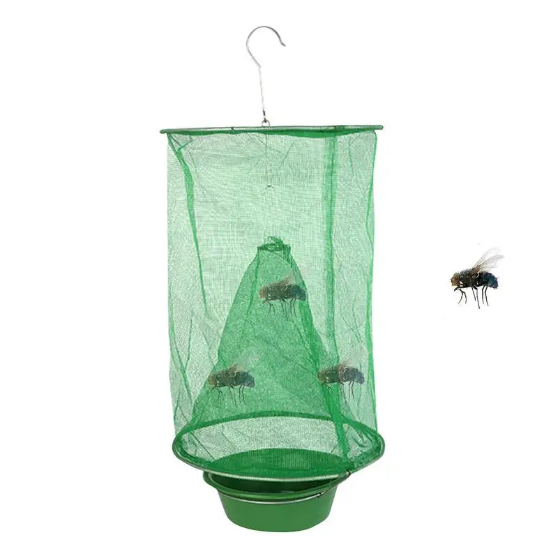 

Hanging Cages Garden Foldable With Bait Bowl Easy Use Catching Fly Trap Reusable Summer Outdoor Ranch Mesh Pests Control