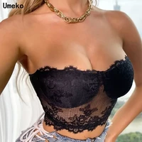 womens tube top sexy bralette lace corset strapless cami crop tops for women sleeveless club party sheer cupped backless ta