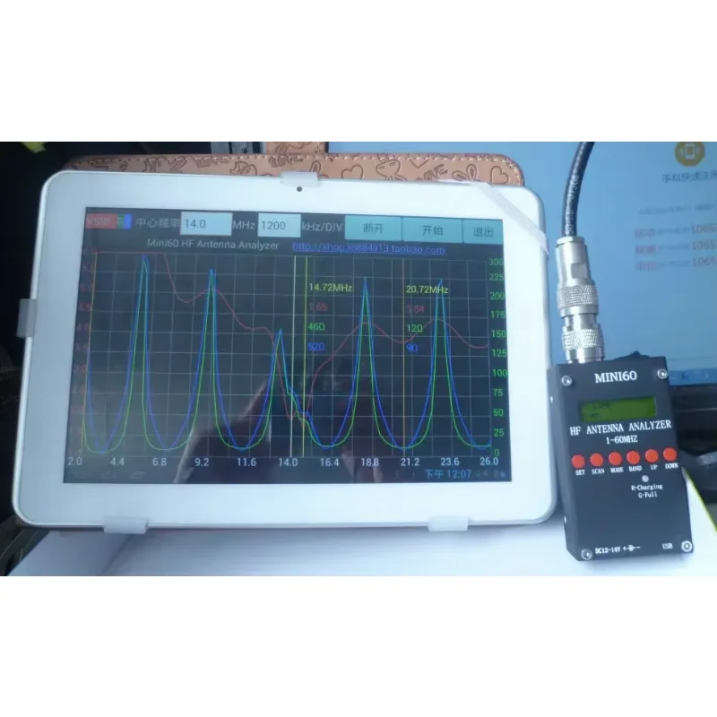 Фото Анализатор КСВ антенн Mini60 Sark100 1-60 МГц HF ANT SWR с Bluetooth, приложением для Android, аккумулятором и ПО для ПК для любителей радиолюбительского дела №4