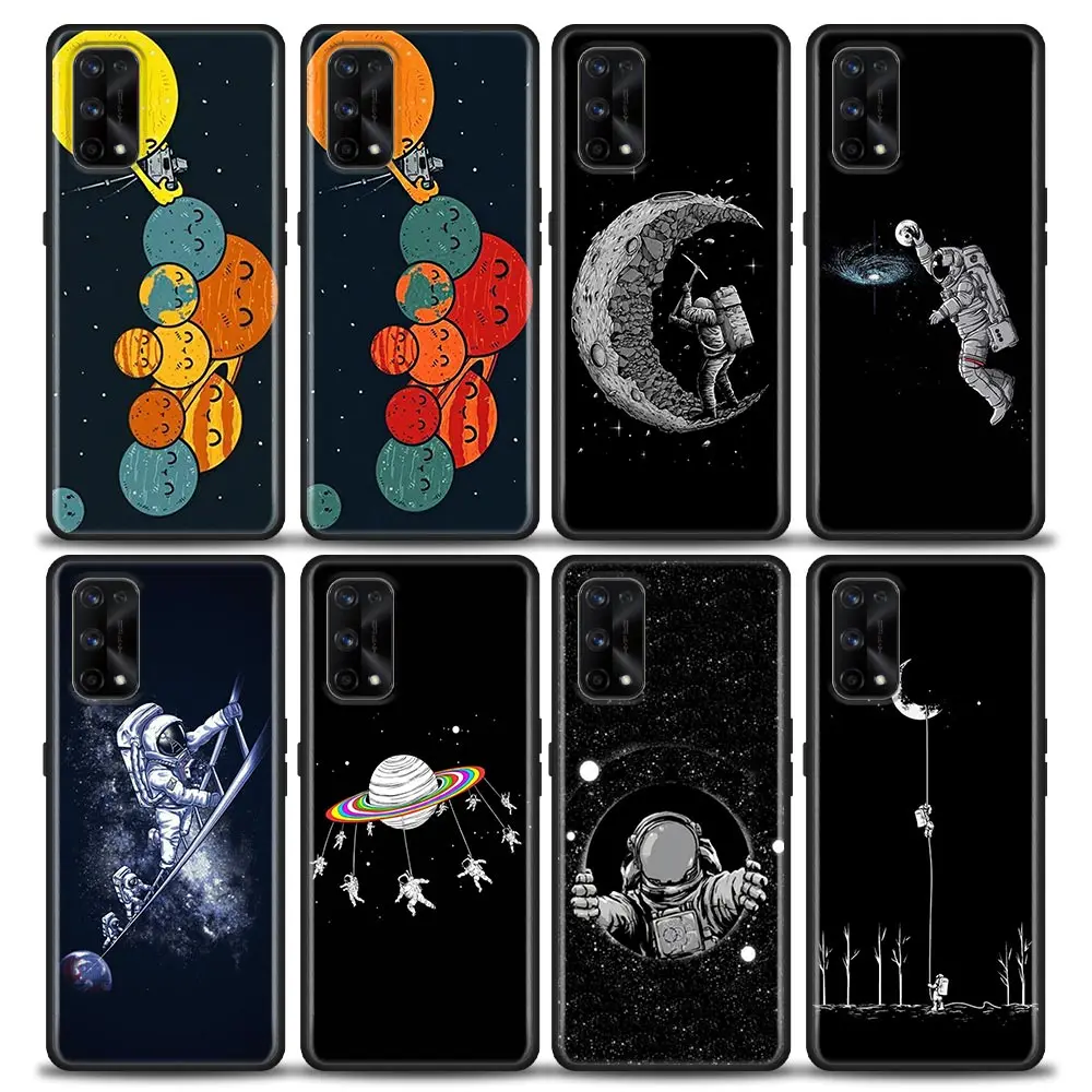 

Phone Case for Realme 5 6 7 X7 X50 5G Pro Case Ultra 7i C3 C11 C15 XT Soft Silicone Cover Cartoon Funny Spaceman
