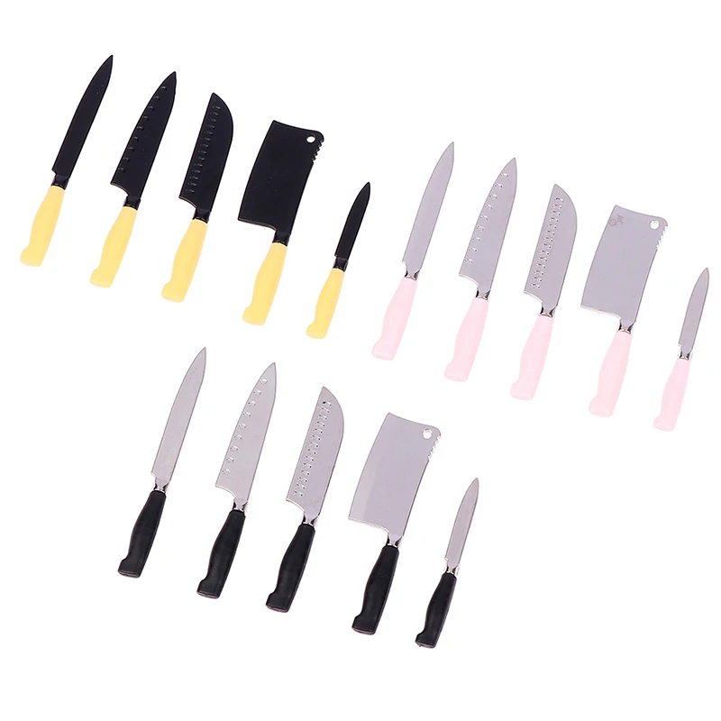 

10-5Pcs/Set 1/6 1/12 Miniature Kitchen Knife Mini Cooking Utensils for Dollhouse Accessories Toy Color mixing