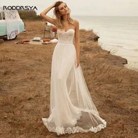 beach mermaid tulle wedding dress boho sleeveless sweetheart lace bridal gowns customsize bride dresses vestido de novia 2022