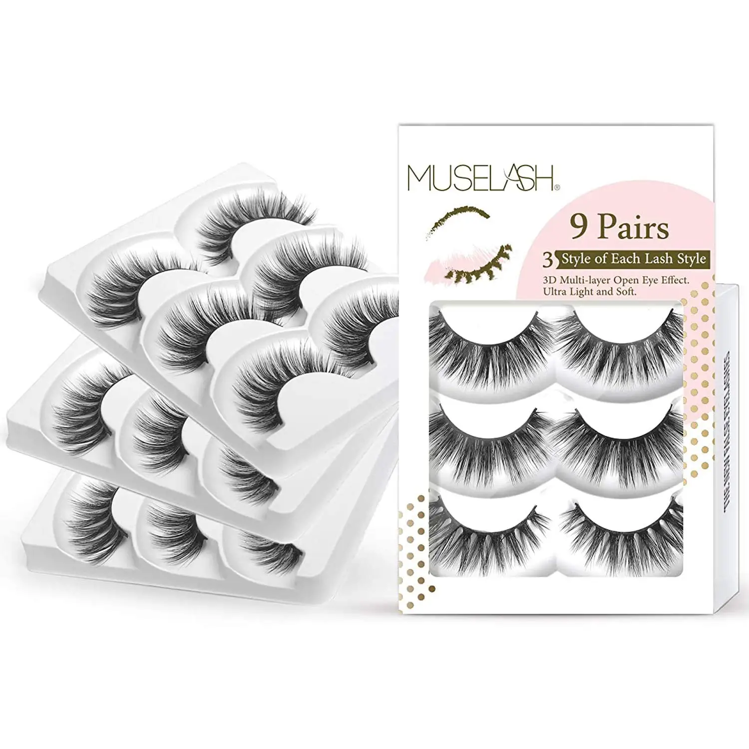 ETVITE Norковые Ресницы 9 Пар 3D Искусственные Натуральные Мягкие Пушистые Объемные