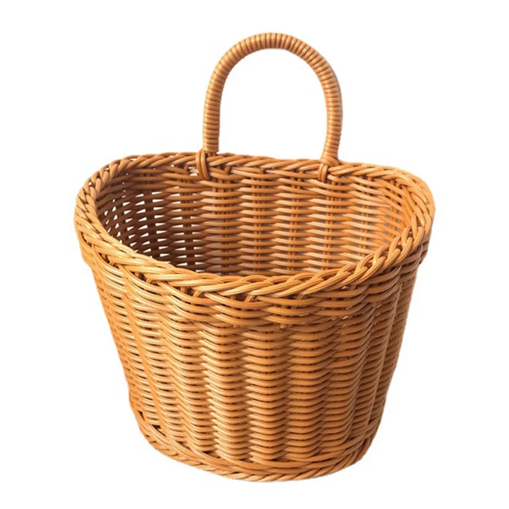 

1Pc Wall Mount Woven Storage Basket Punch Free Kitchen Basket (Color)