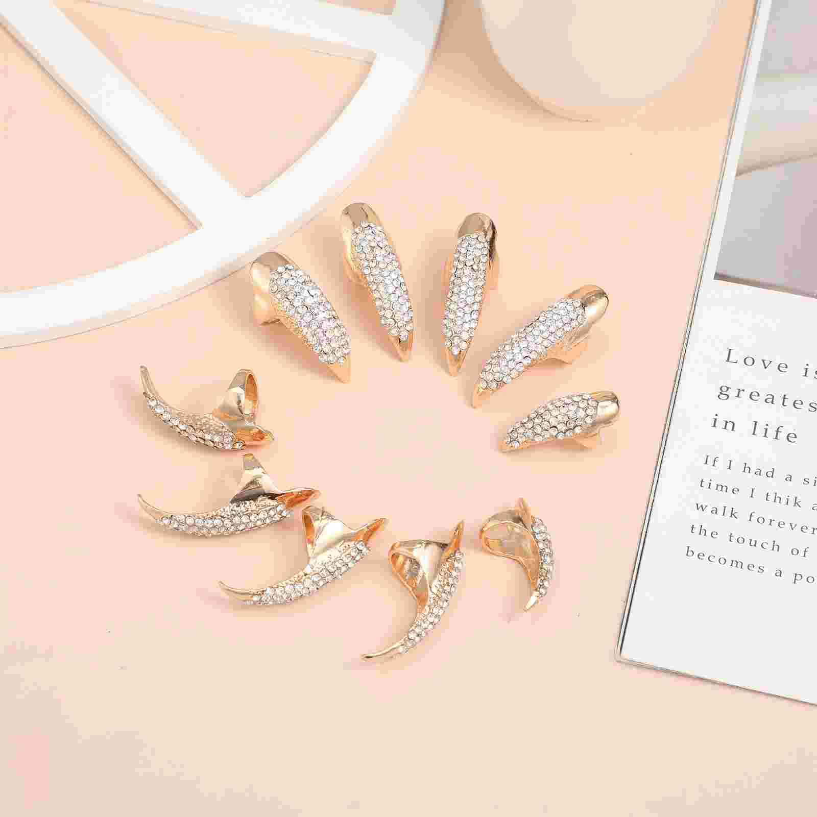 10 шт. 3 размера готический панк-стиль накладные ногти коготь лапа кольца на палец