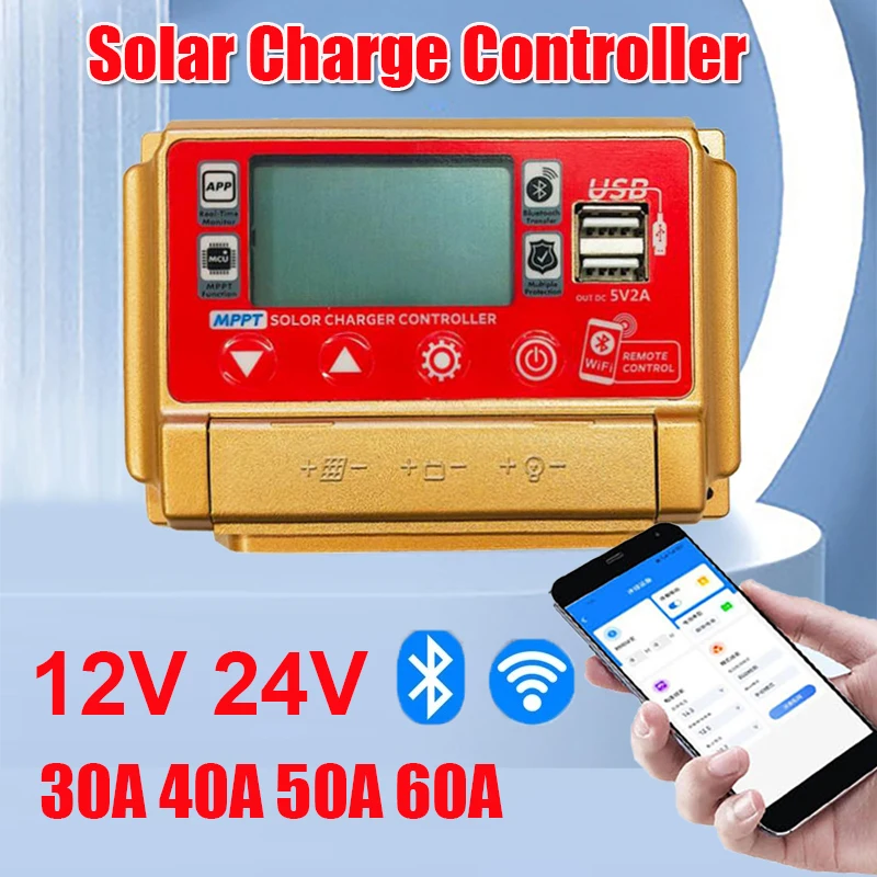Контроллер заряда солнечных батарей 12/24 в MPPT Wi-Fi Bluetooth 30 А 50 60