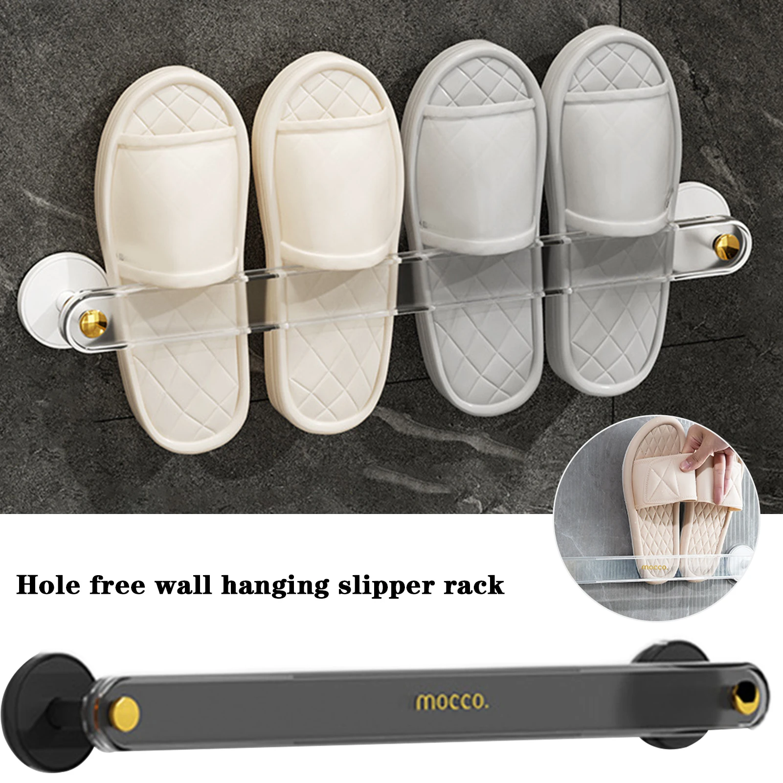 

Newest Waterproof Bathroom Slippers Holder Multipurpose Wall Mounted Shoe Storage Rack for Home Bedroom Kitchen Slippers Hanger