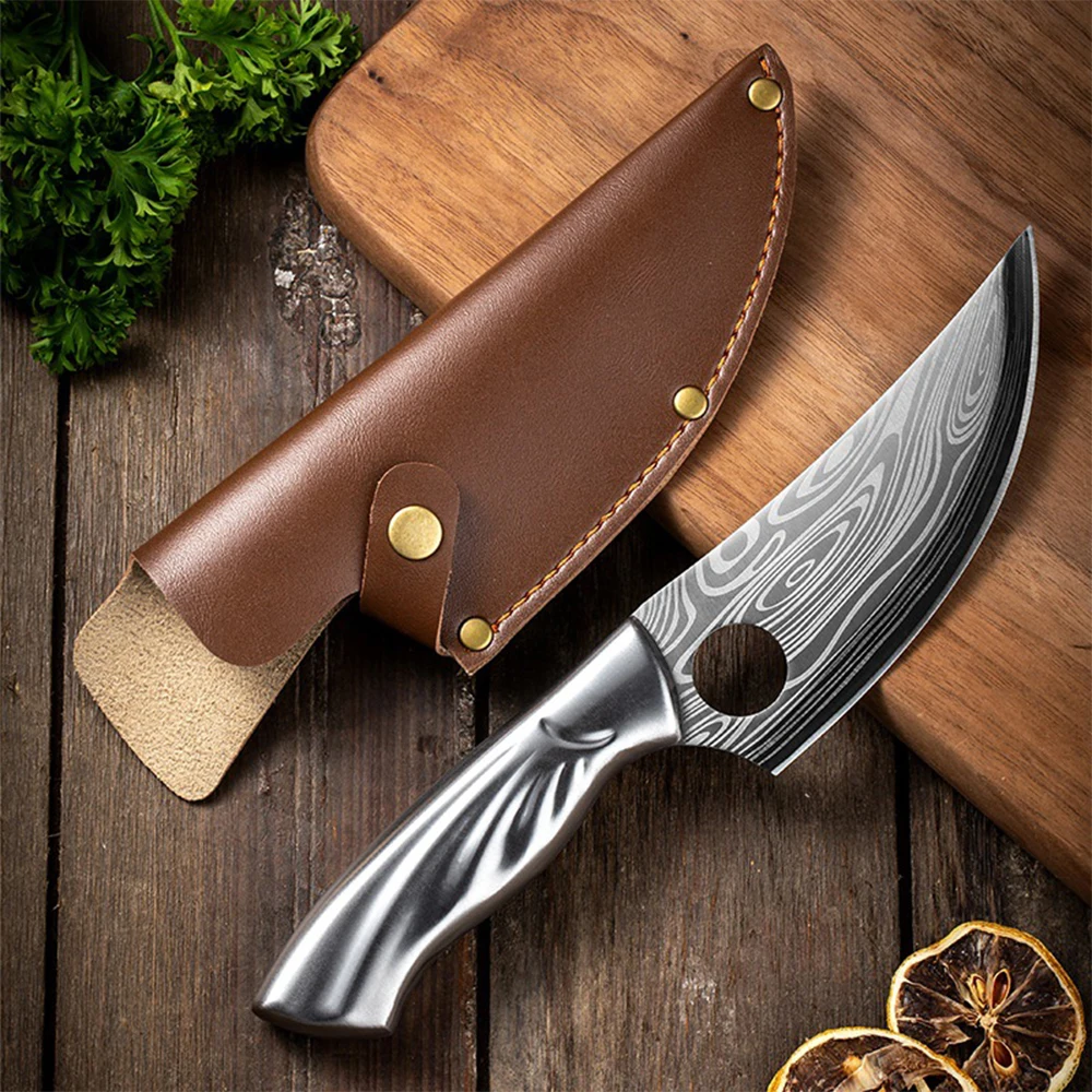 

Мясной нож мясной ручной Кованый нож с ножнами из высокоуглеродистой стали нож шеф-повара нож для мясной резки мяса для кухни кемпинга BB