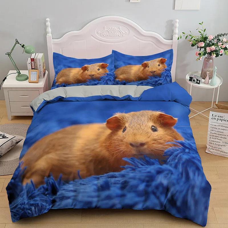 

3D Printed Duvet Cover Animal Comforter for Kids Boys Girl Hamster Quilt Cover Guinea Pig Bedding Set King/Queen Size Cute Mouse