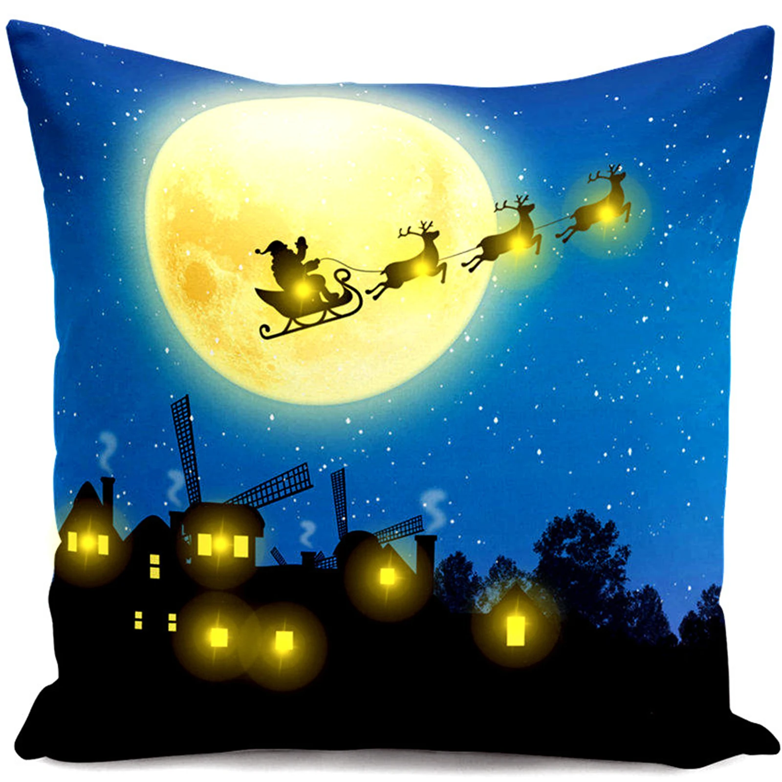 

Christmas Pillowcase with LED Light Short Plush Throw Cushion Cover 17.7" x 17.7" christmas christmas christmas christmas
