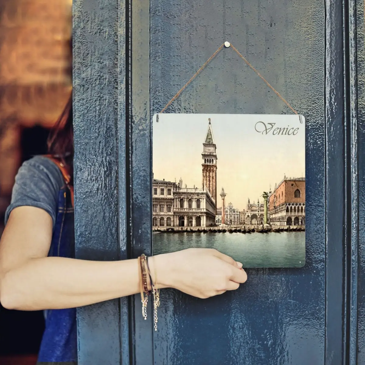 

Vintage Venice Metal Tin Sign Decor 12x12in Not Easy Rust Beautiful Decor Festivals