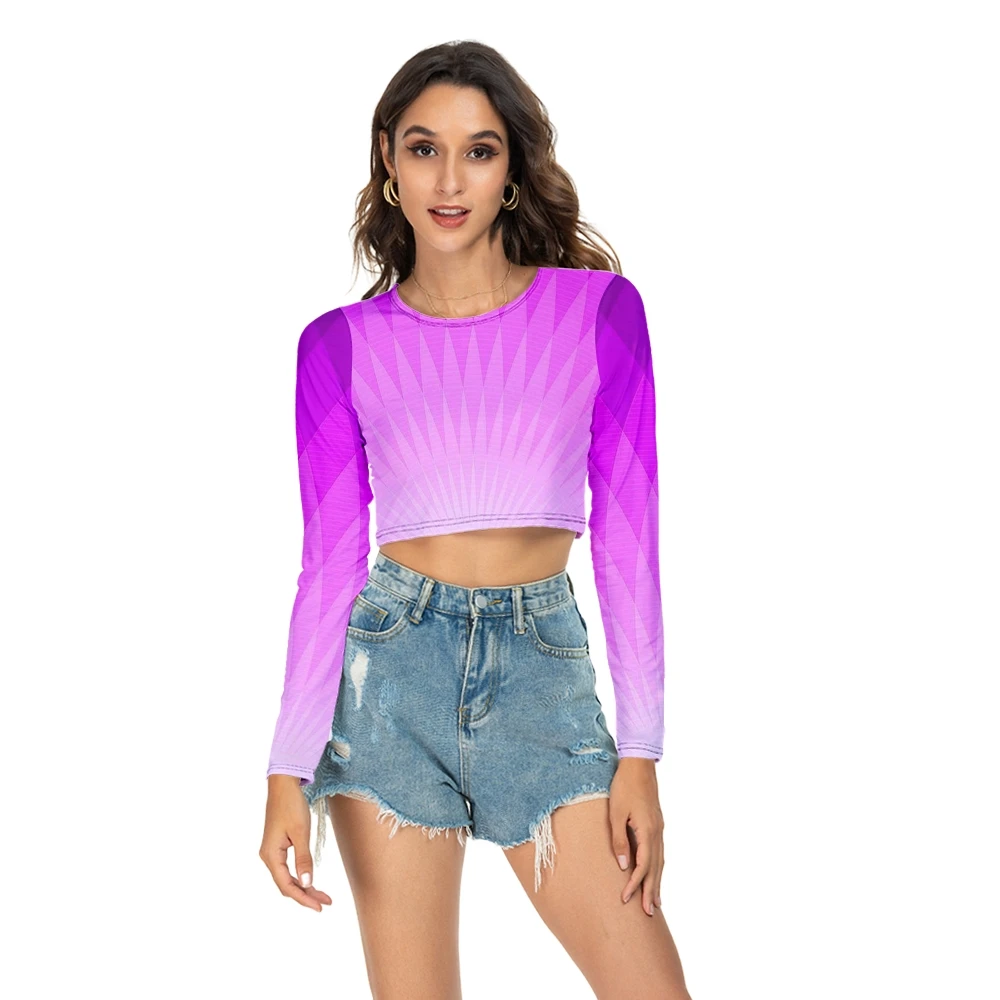 

Женская футболка с длинным рукавом, с круглым вырезом и градиентным принтом