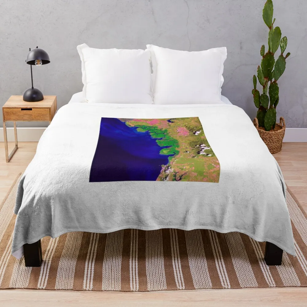 Матан Мангровый лес спутниковое изображение (E600/0176) Плед Декоративные кровати