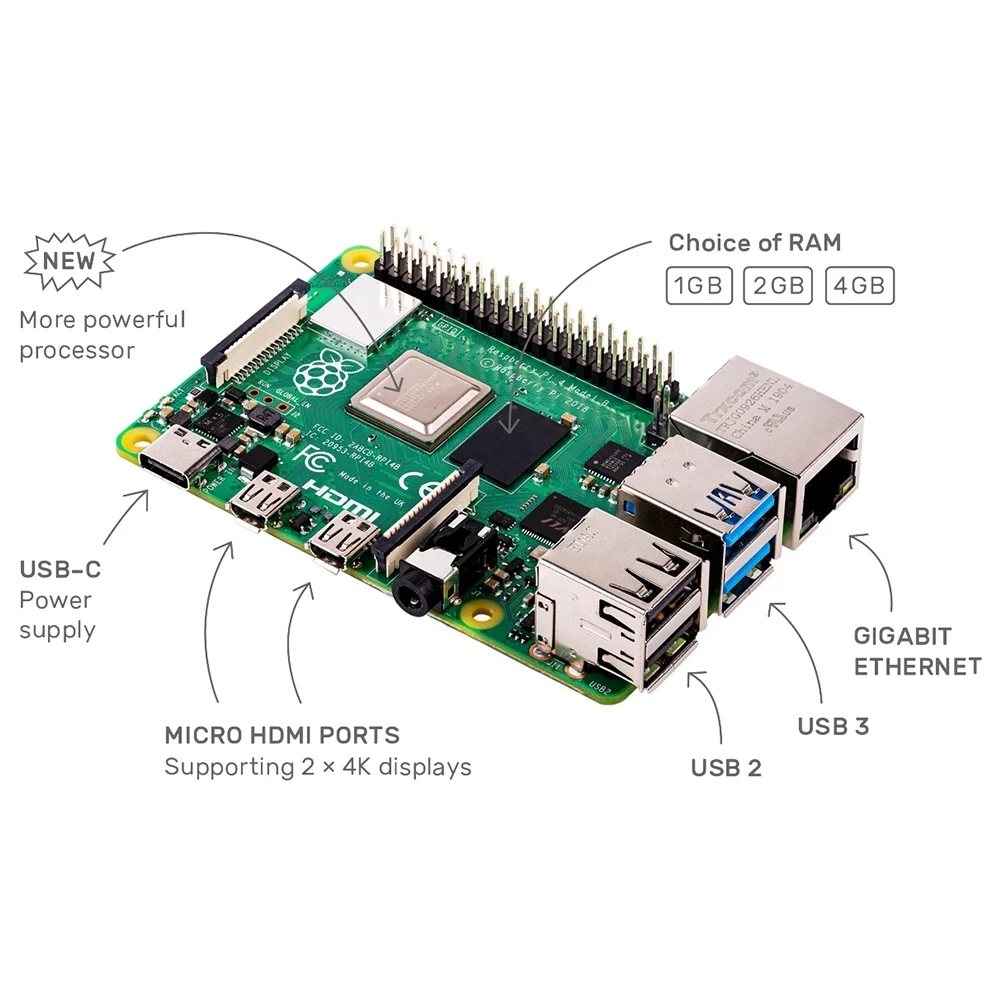Акция! 100% Оригинальный Raspberry Pi 4 Гб Модель B 1/2/4/8 ГБ ОЗУ новейший чем компьютер pi 3 b 3b