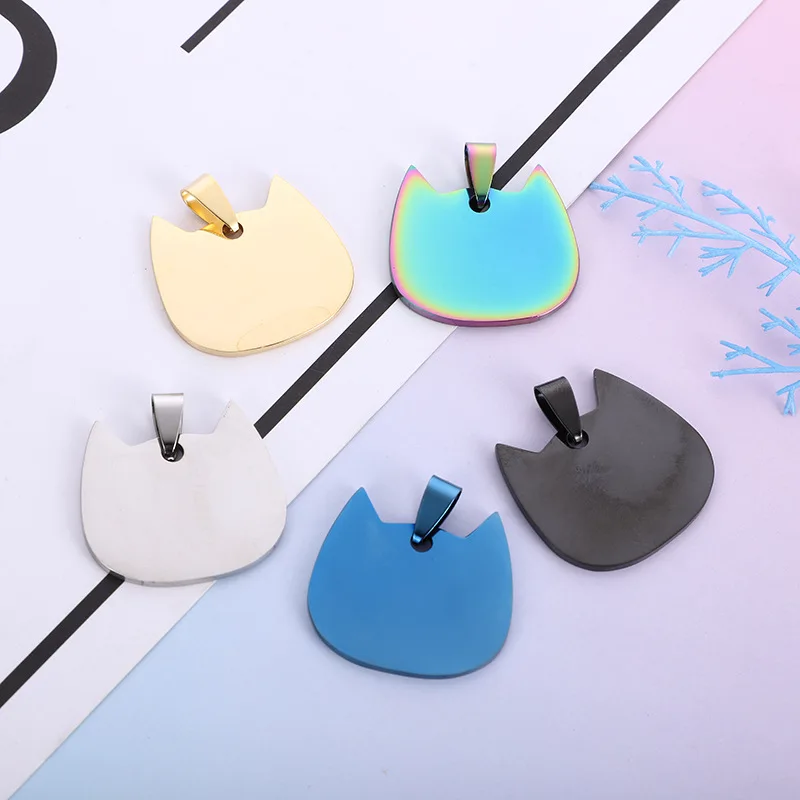 

Индивидуальная идентификационная бирка для кошек, ошейник из нержавеющей стали, подвеска с именем питомца, 5 цветов, 20 шт./комплект, 26 х28 мм