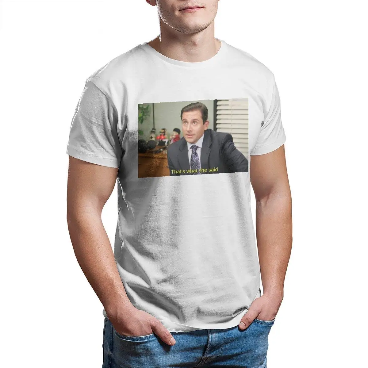 

The Office That's What She Said Michael Scott T Shirts for Men 100% Cotton Vintage T-Shirts Tv Show Tees Clothing Printed
