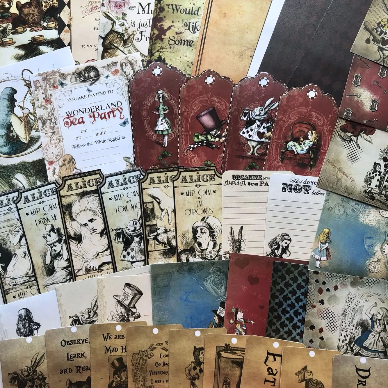 Retro Alice Wonderland Material Background Paper Junk Journal Diary Planner Scrapbooking Decorative DIY Craft Paper Photo