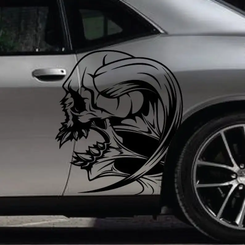 

INCLUDES Both Sides - Zombie Head Skull Large Side Vintage Grunge Hood Door Car Bed Pickup Vehicle Truck Vinyl Graphic Decal Tai