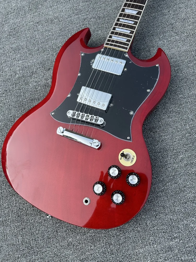 Standard electric guitar SG burgundy shiny flowerpot inlay in stock quick shipping