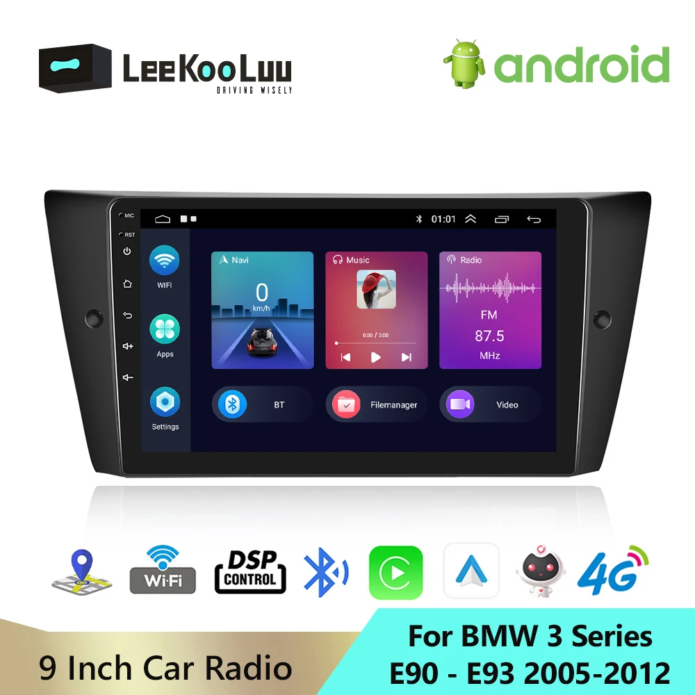 

LeeKooLuu Android Autoradio 2 Din Car Radio GPS Multimedia Player 4G WiFi DSP Carplay For BMW 3 Series E90 E91 E92 E93 2005-2012