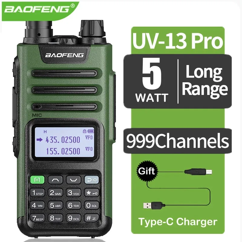 

Портативная перезаряжаемая рация BaoFeng UV-13 PRO с антенной высокой мощности TYPE-C, зарядное устройство с большим радиусом действия UV13, приемопередатчик, Любительское двухстороннее радио