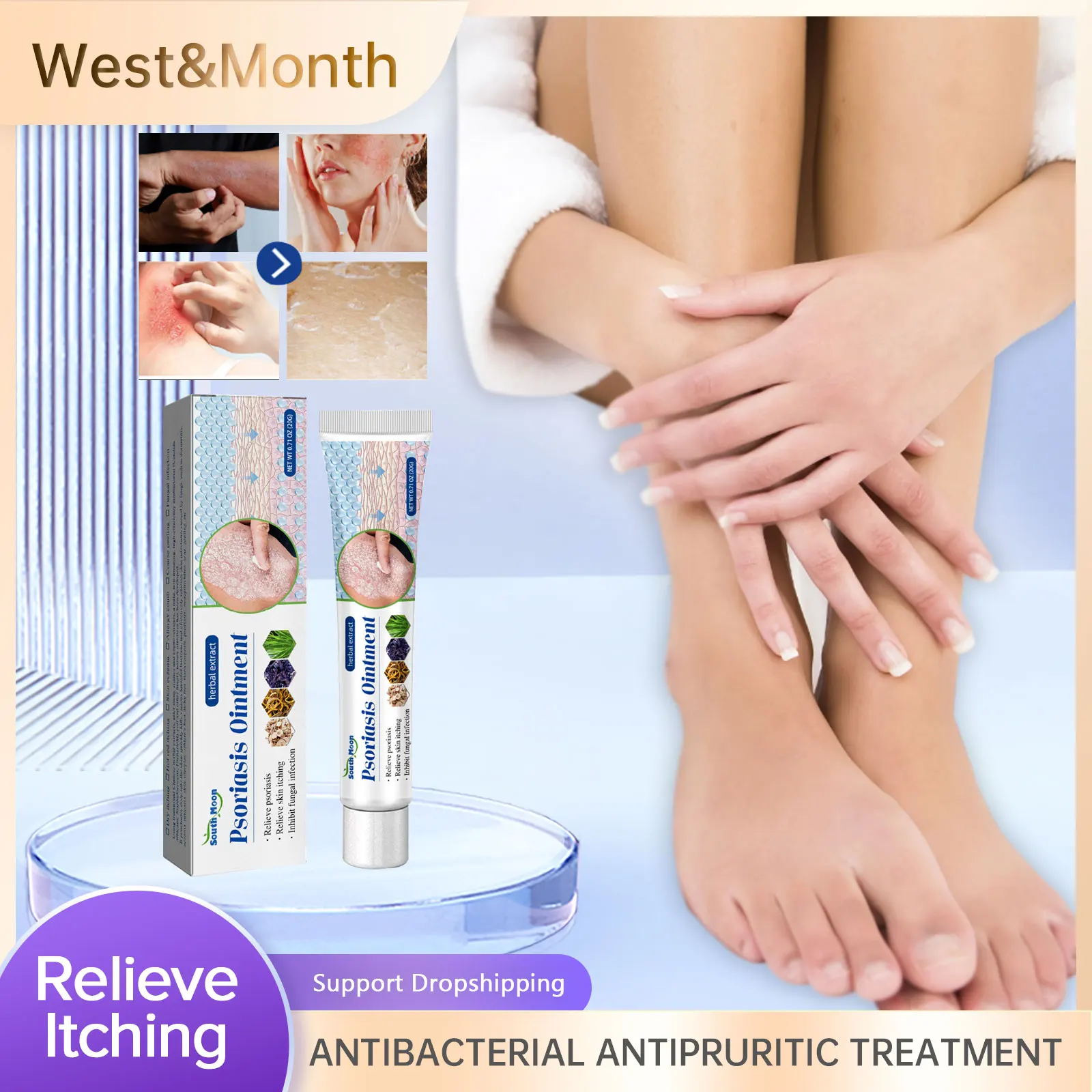 

Chinese Ointment Massage Bacteriostasis Antipruritic Psoriasi Eczema Dermatitis Rash Treatment with Foot Qi Skincare Cream