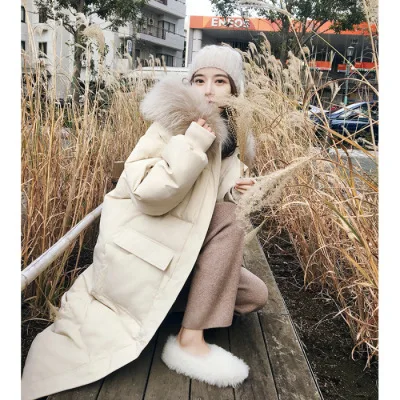 2023 Down Padded Jacket Women Fur Collar Design Sense Female Niche Korean Style Popular Mid-length Hooded Padded Jacket Women