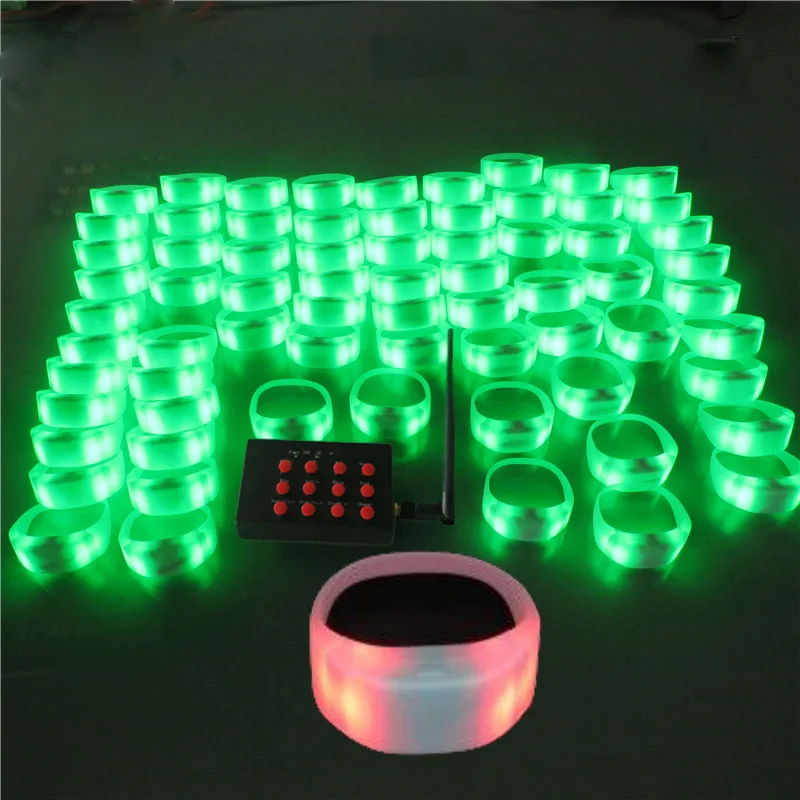 Updated New LED Color Changing Silicone Bracelets with 12 Keys 200 Meter Remote Control for Party Event Free Shipping 100pcs/Lot