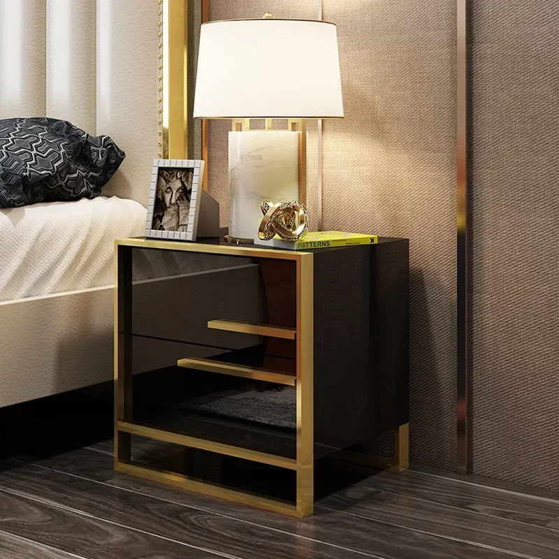 Современный черный/белый стол для спальни роскошная прикроватная тумбочка шкаф