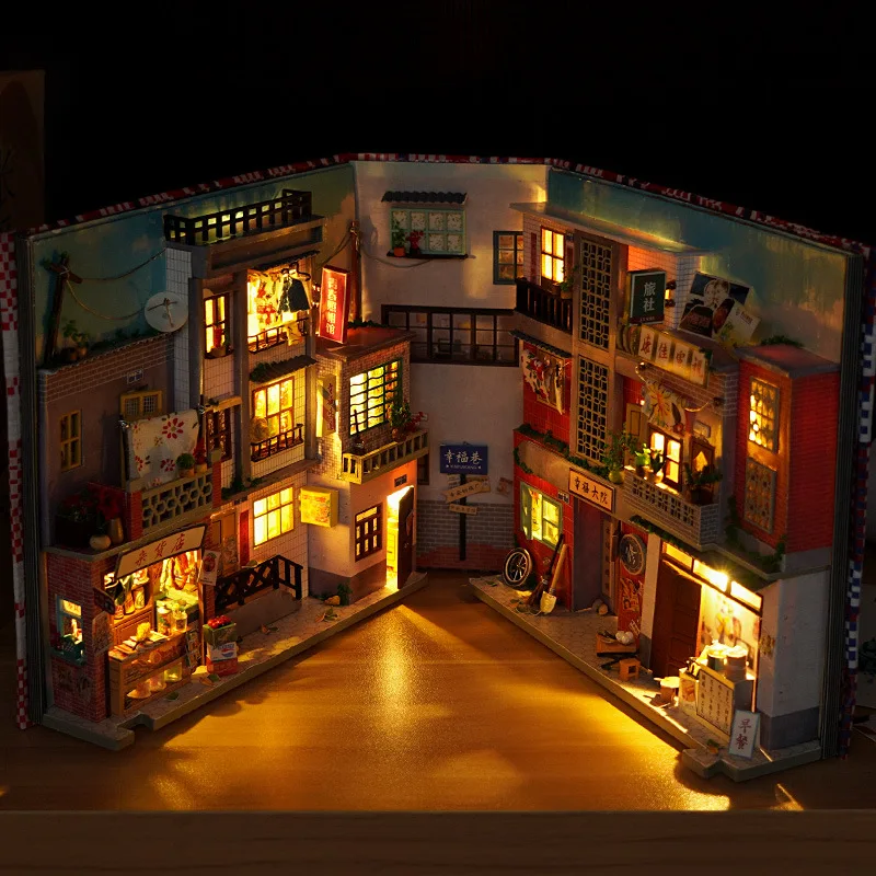 

Diy Cabin Time Old Lane 3D Bookstand Handmade Assembly Model Decoration Creative Birthday Gift