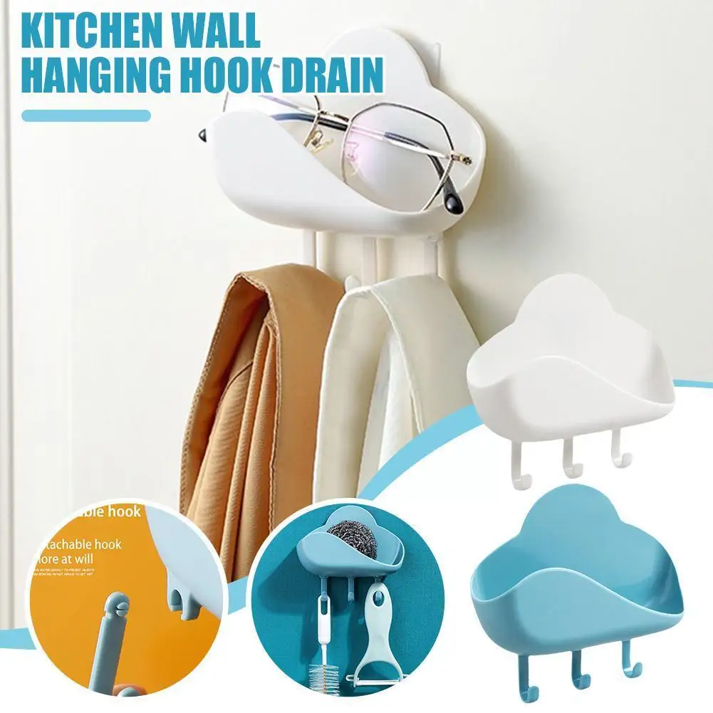 

Bathroom soap dish soap holder free punch cloud hook drain viscose hook hanging rack strong bathroom kitchen accessories wa N5G1
