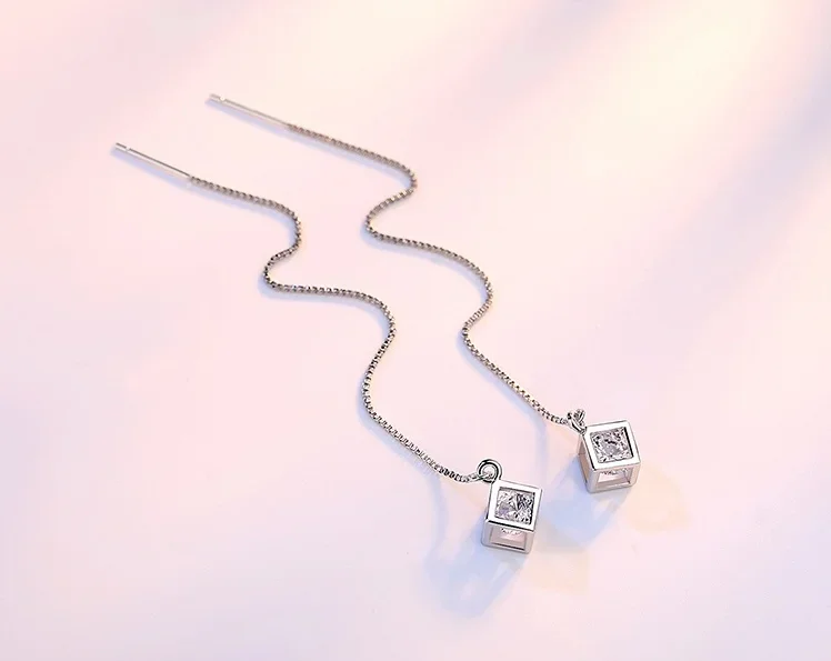 Новое поступление элегантные серьги из искусственного серебра подвески кубик