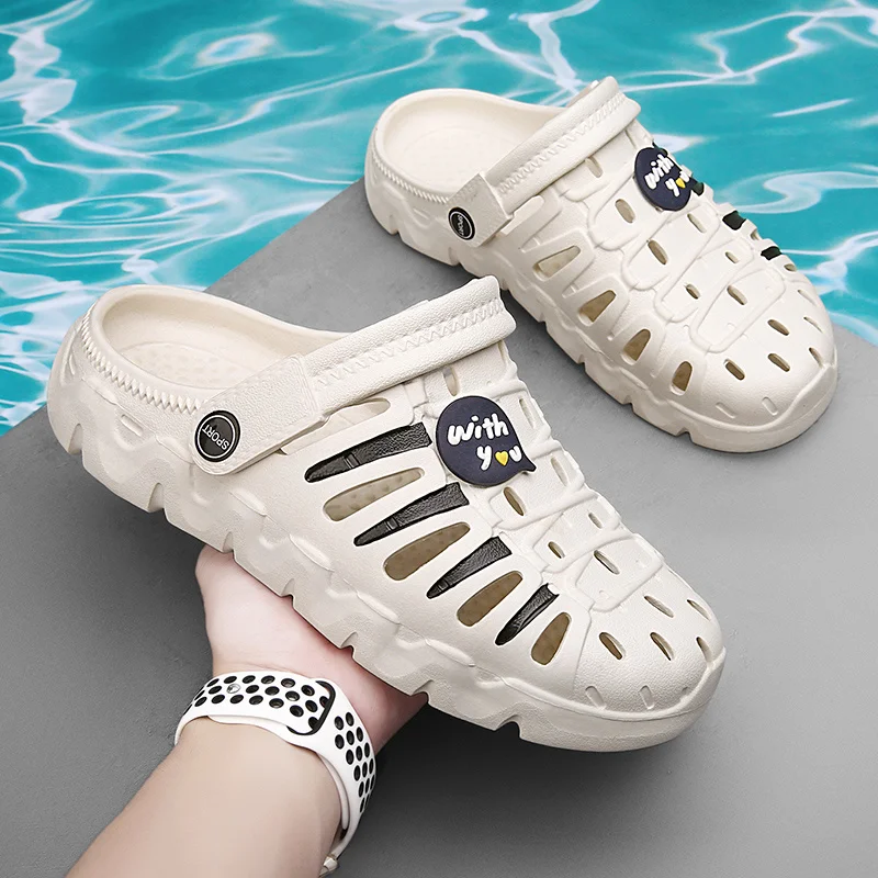 

Summer Men's Sandals Breathable Clogs White Shoes Fashion Casual Man Slippers Outdoor Beach Sandals Indoor House Sandlas