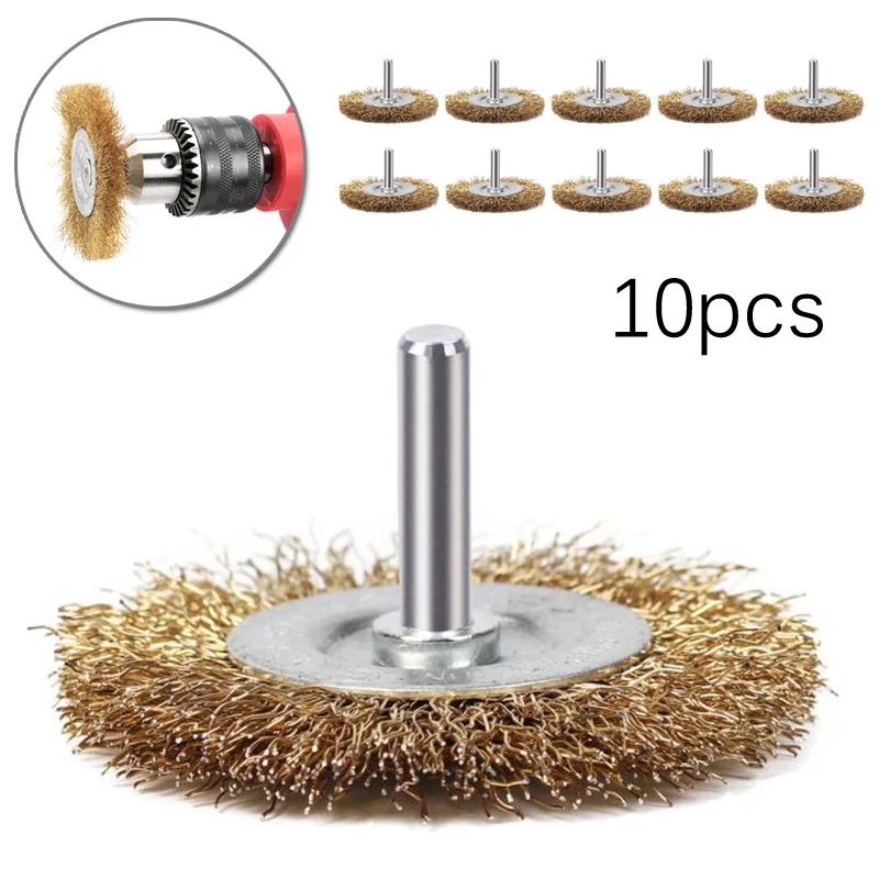 

10Pcs 50mm Steel Wire Wheel Brushes For Metal Rust Removal Polishing Brush Steel Cutting Rotary Brush For Mini Drill Rotary Tool