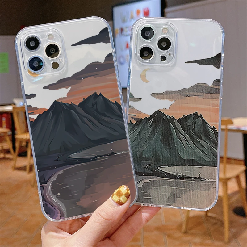 

Sunset Scenery Korea Luxury Ultra Clear Funda Phone Case For iPhone 11 13 12 Pro Max 12 13 Mini X XR XS MAX SE 2020 7 8 6s Plus