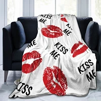 kiss me lips throw blanket valentines day birthday blanket flannel fleece super soft plush bed throw for couch sofa living room