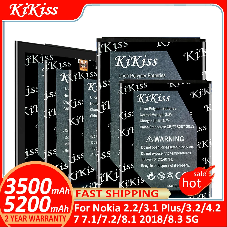 

KiKiss Battery For Nokia 2.2/3.1 Plus/3.2/4.2/7 7.1/7.2/8.1 2018/8.3 5G/HQ510/TA-1049/TA-1154/TA-1041/TA-1243/TA-1251 Batteries