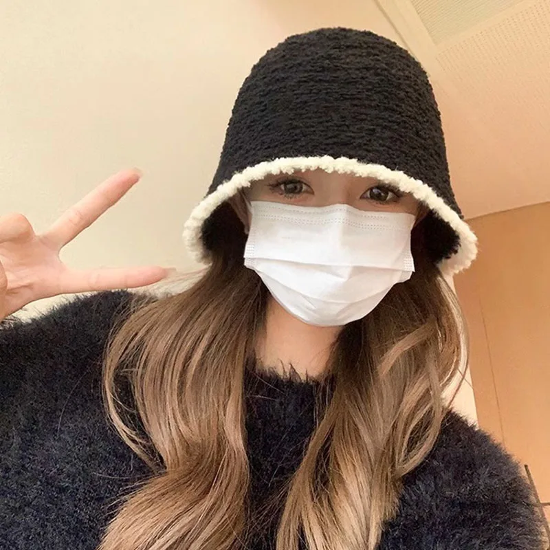 

Женская плюшевая теплая шапка, зимняя Панама, вязаная Рыбацкая шапка, шапка для бассейна