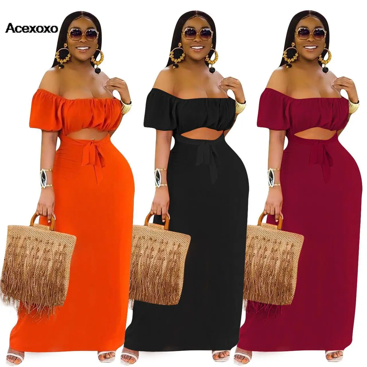 

2023 new spring and summer fashion solid color backless shoulder casual dress