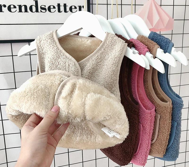 80-140cm Baby Winter Vests Kids Winter Outwear baby vest girl for Fall Winter boy vest Solid Color Fleece Thick Vest Soft