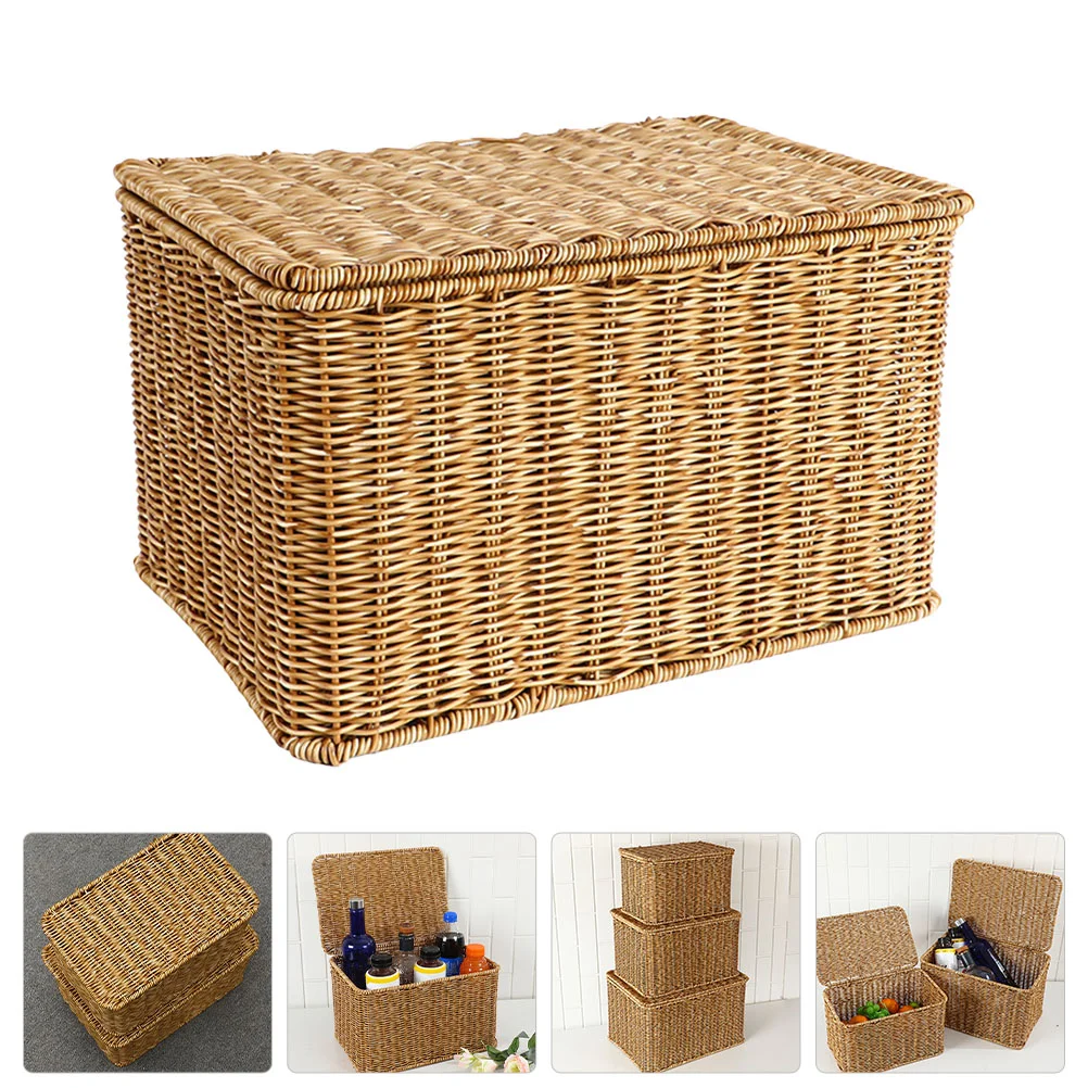 

Basket Storage Woven Baskets Lidrattan Large Seagrass Wicker Easter Empty Bins Wardrobe Clothes Shelf Makeup Book Organizer Toy