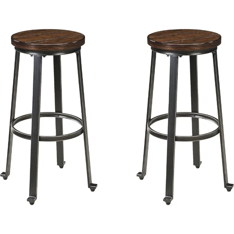

Challiman Industrial 29" Pub Height Barstool, 2 Count, Brown
