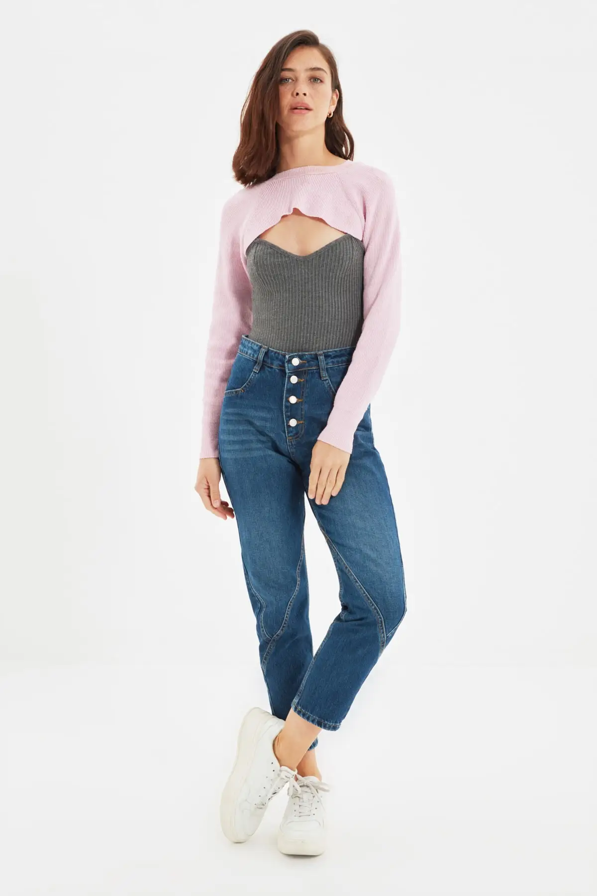 

Trendyol Stitch Detail High Bel Mom Jeans TWOAW22JE0757