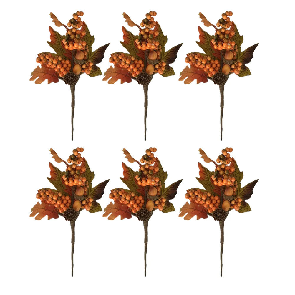 

Maple Leaf Artificial Fake Berries Thanksgiving Decoration Wreath Decor Fall Flower Simulation Picks Berry Cone Pine Party