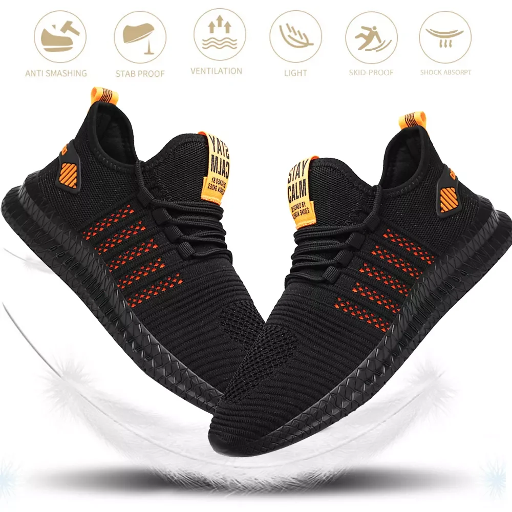 

Men Steel Toe Safety Shoes Anti-smash Work Shoes Breathable Lightweight Comfy Working Shoes Men Women Industrial Shoes